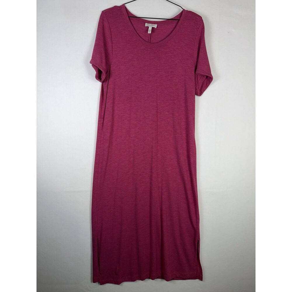 Jessica Simpson Women’s Pink Solid Scoop Neck Short Sleeve Maxi Dress XL Slit